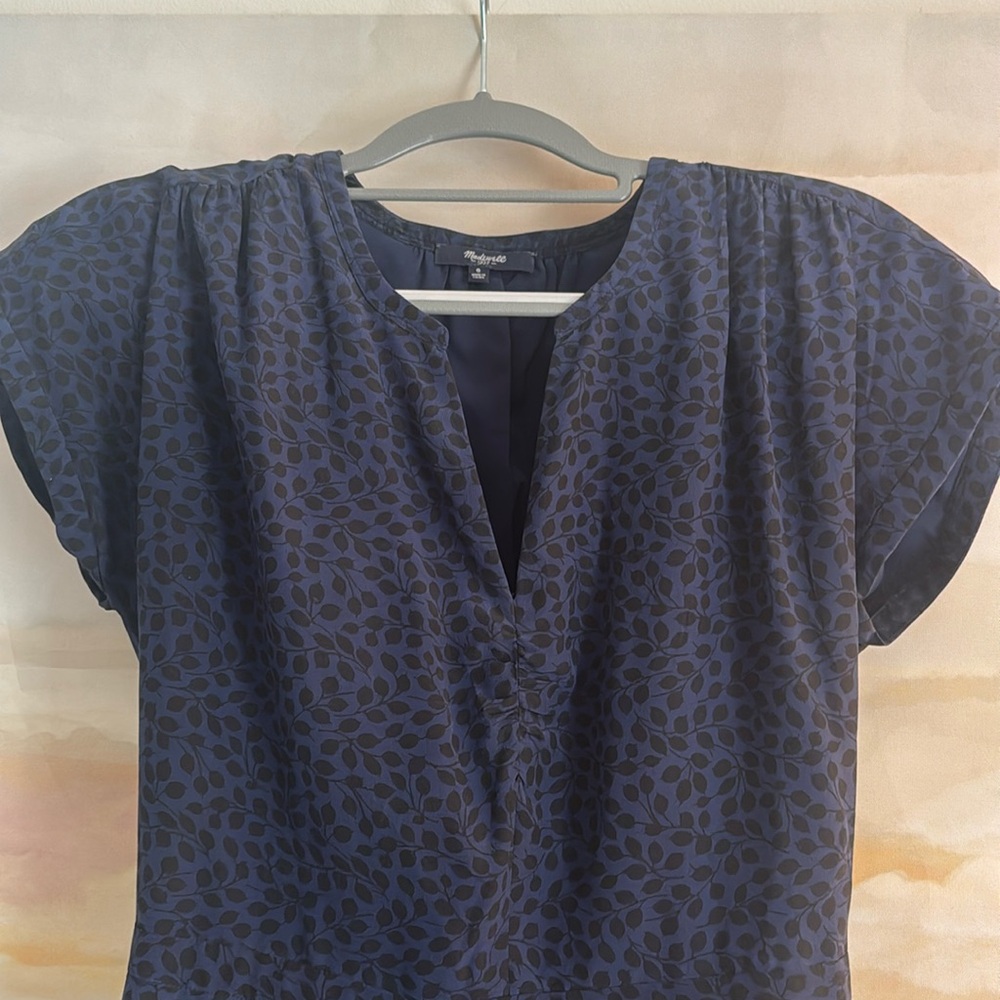 Madewell Navy Blue Printed Mini Dress